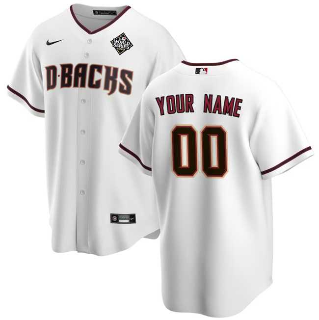 Men%27s Arizona Diamondbacks Active Player Custom White 2023 World Series Home Cool Base Stitched Baseball Jersey->customized mlb jersey->Custom Jersey